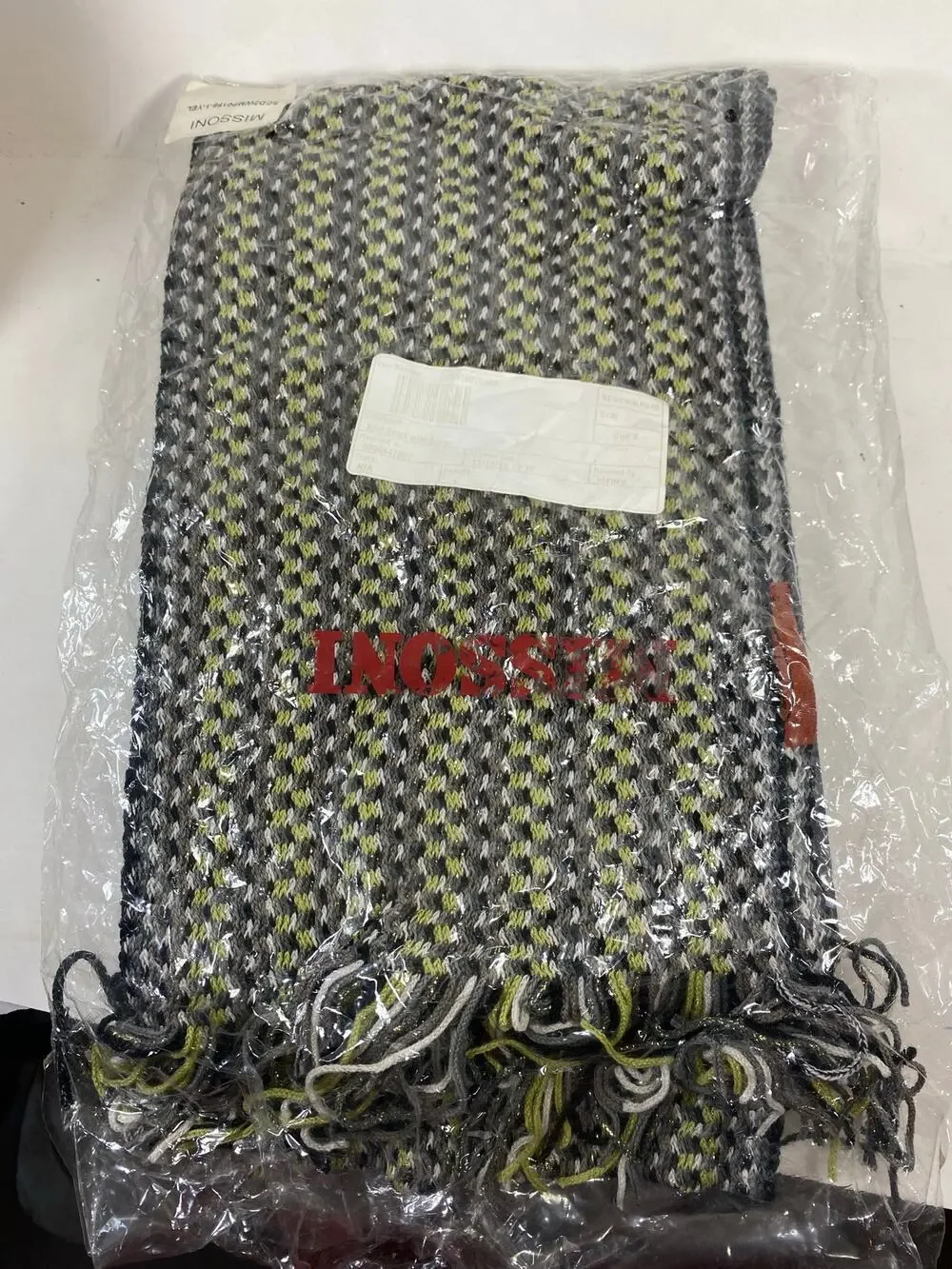 Missoni Knit Scarf w/ Lurex Black/Yellow/Gray NEW